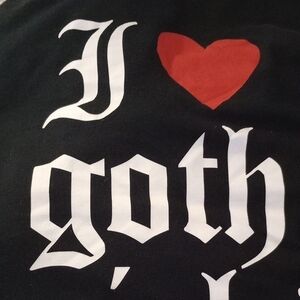 Black Gothic Style T-Shirt with Red Heart